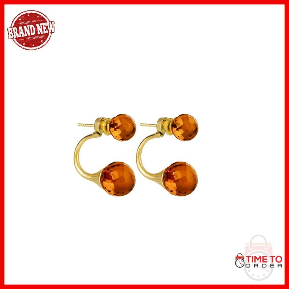 24K Gold Plated Sterling Silver Stud Earrings with Natural Baltic Amber